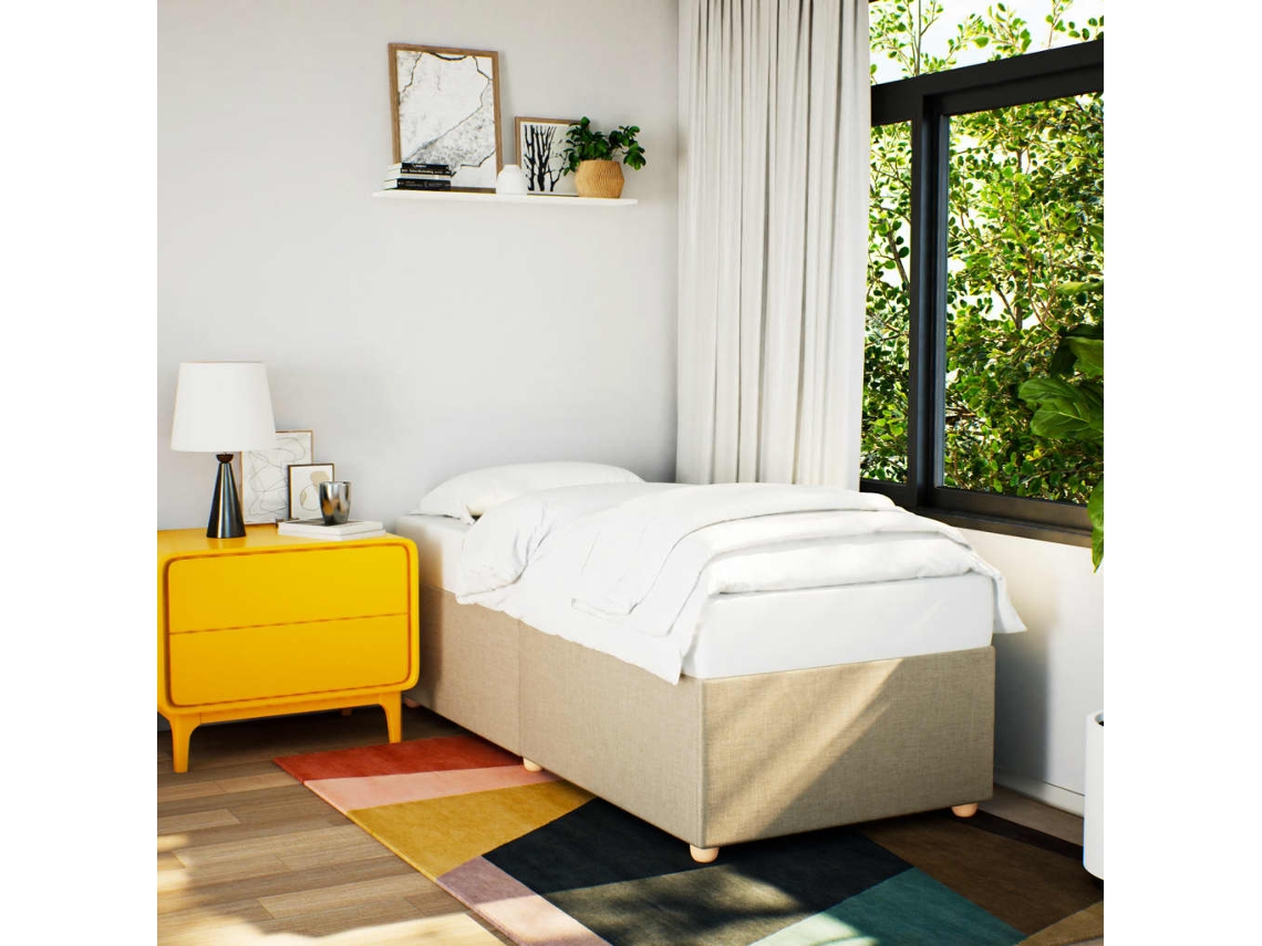 Vidaxl Estrutura De Cama Sem Colchão 90x190 Cm Tecido Creme
