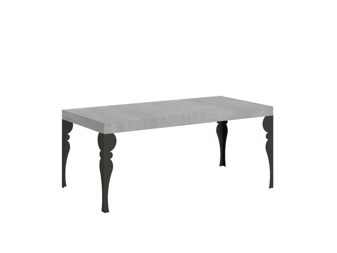 Mesa de Jantar Extensível 90X90/246 Cm Paxon Premium Cimento Quadro Antracite ITAMOBY