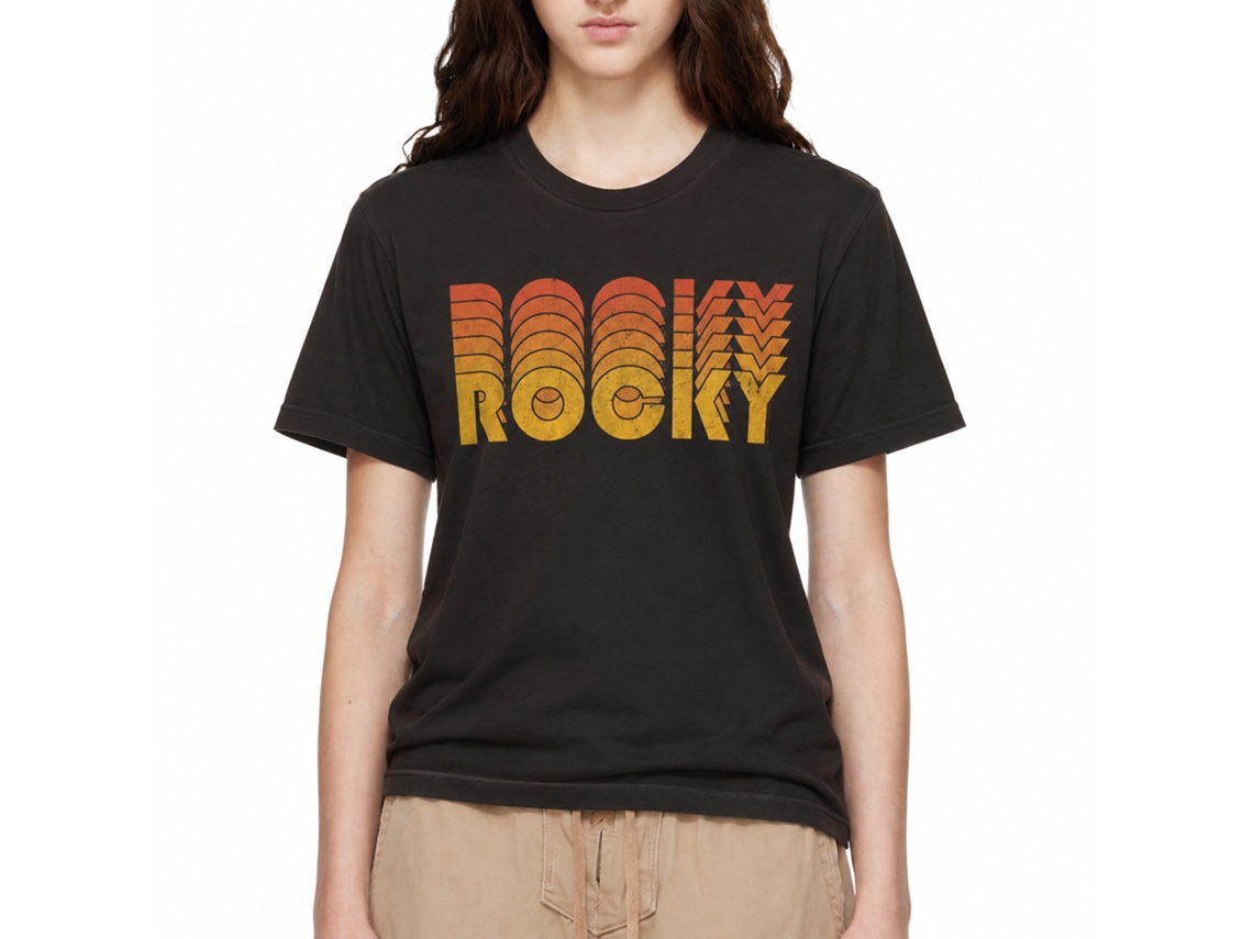 Rockinstone Rocky Movie Retro Rocky Solid Dark Chocolate Adult T-shirt Size:l