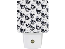 Luminária de parede LED noturna, desligamento automático, sensor crepuscular, estampa de caverna antiga em Fundo Branco