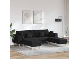 Vidaxl Sofá 3 Unid. Preto Tecido