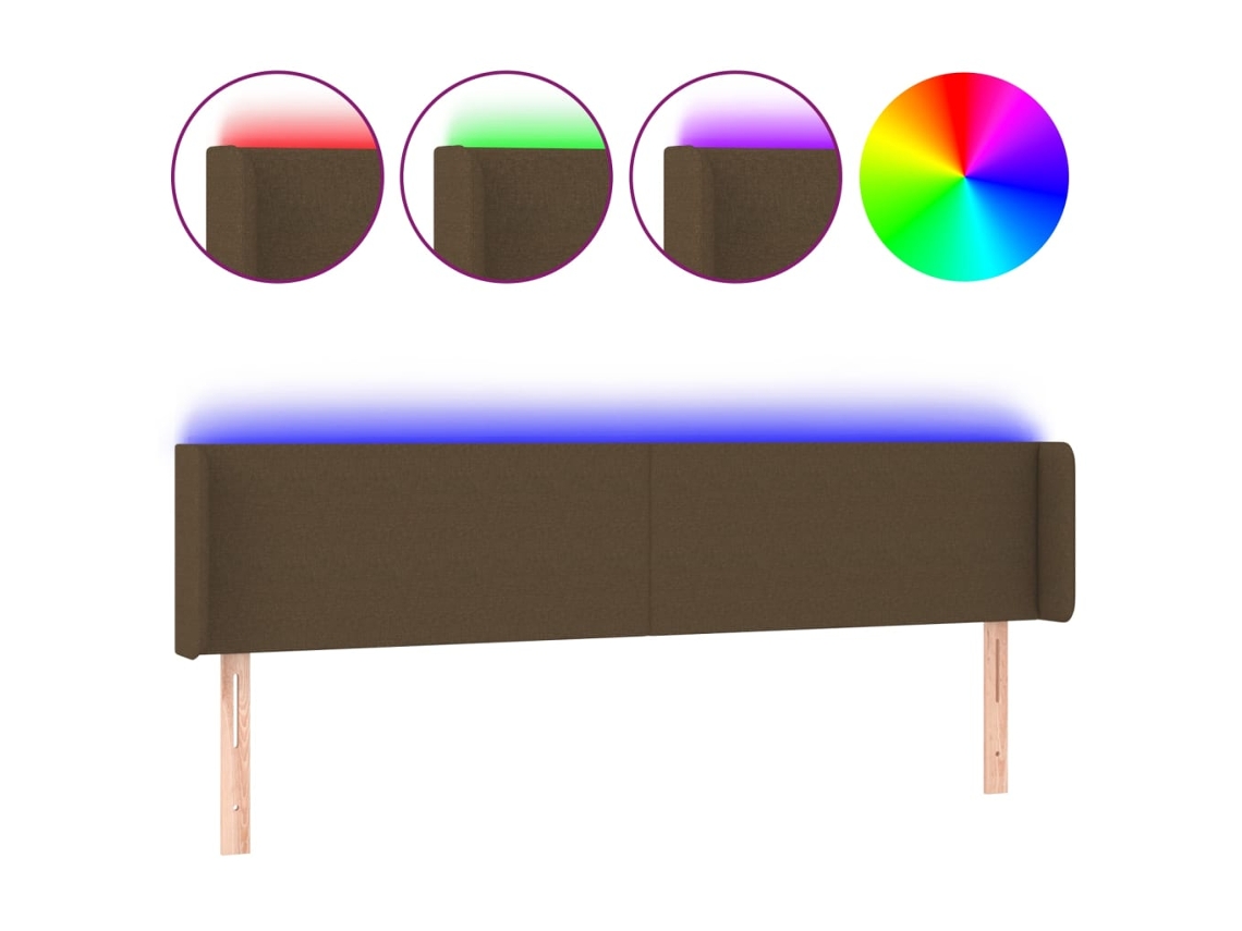 Cabeceira de Cama com Luzes Led Tecido Castanho MAISON EXCLUSIVE (163x16x78 cm)