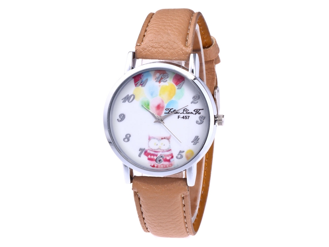 Relógio de Pulso Casal de Quartzo com Pulseira de Couro Lichee Grain Fashion Bege