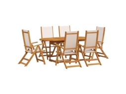 Maison Exclusive - 7 Pcs Conjunto De Jantar Para Jardim Acácia Maciça E Textilene