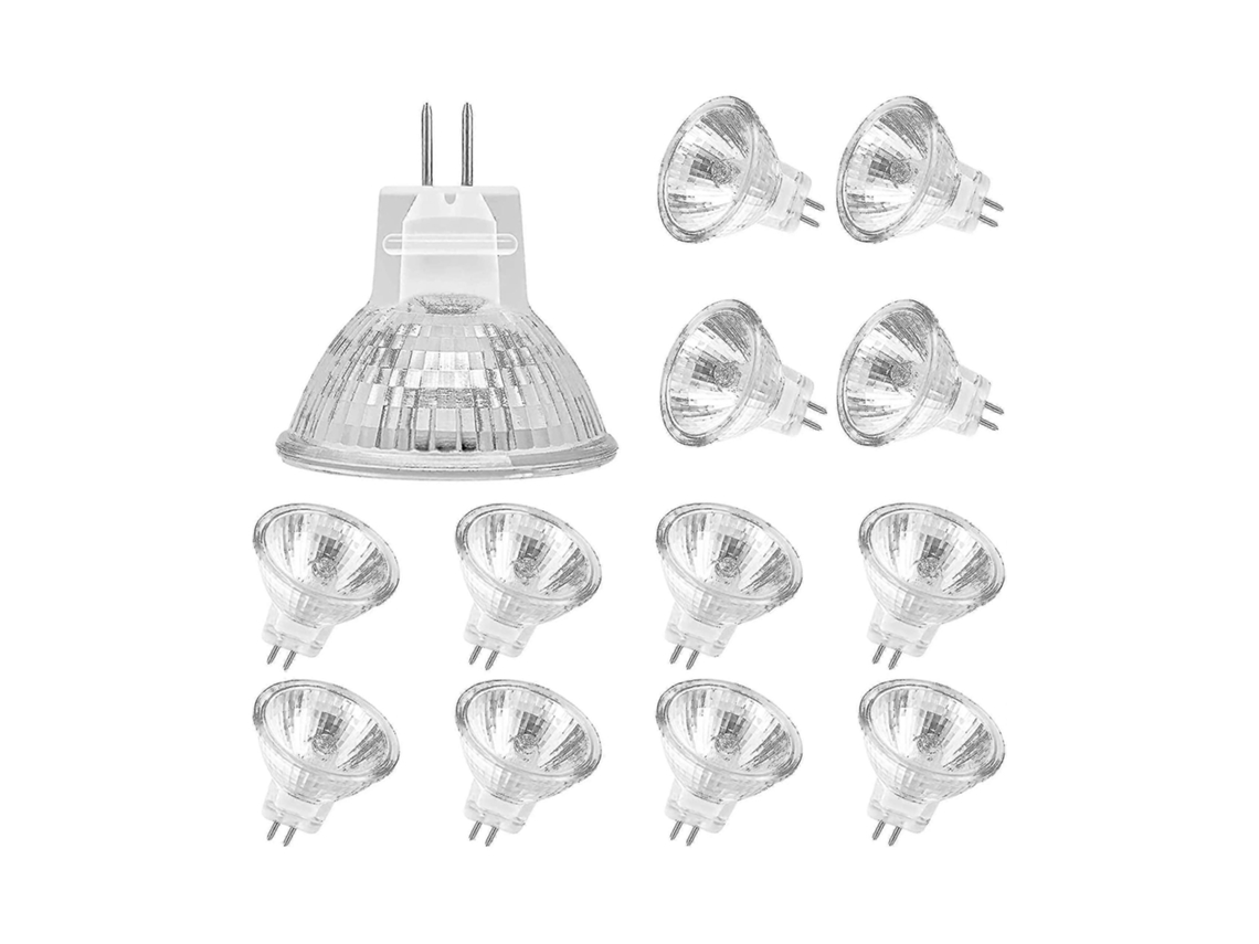 Rebe bombillas Halógenas Mr11 , 12v 20w, Base Gu4, Regulável, Cristal, Luz Quente 2700k, Compatível com Luzes de Teto (pacote de 12)