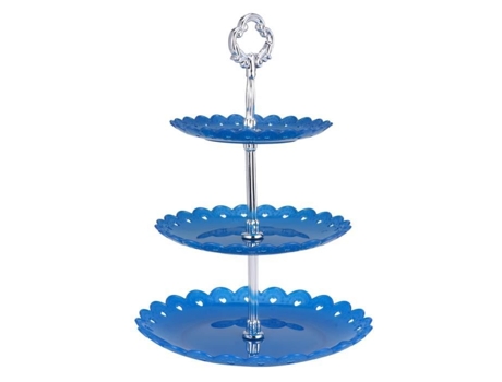 Suporte para Bolo Bandeja de Sobremesa de Três Níveis Estilo Europeu PIXNOR Azul Montagem: para Montar Você Mesmo
