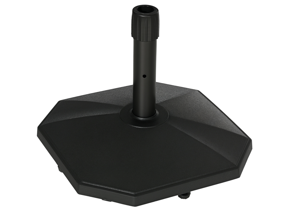 Suporte para Guarda-chuva, 18 Kg, Cimento Preto, Formato Compacto, Concha Plástica, Preto, 45,5 X 45,5 X 33 Cm Ll