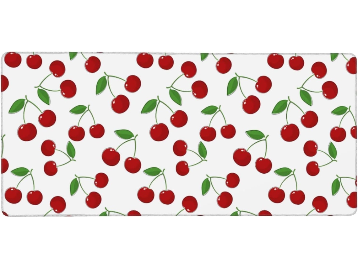 Mousepad Grande para Computador com Estampa de Cerejas, Base Borracha Antiderrapante, 40 X 90 Cm