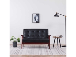 Vidaxl Sofá De 2 Lugares Couro Artificial Preto