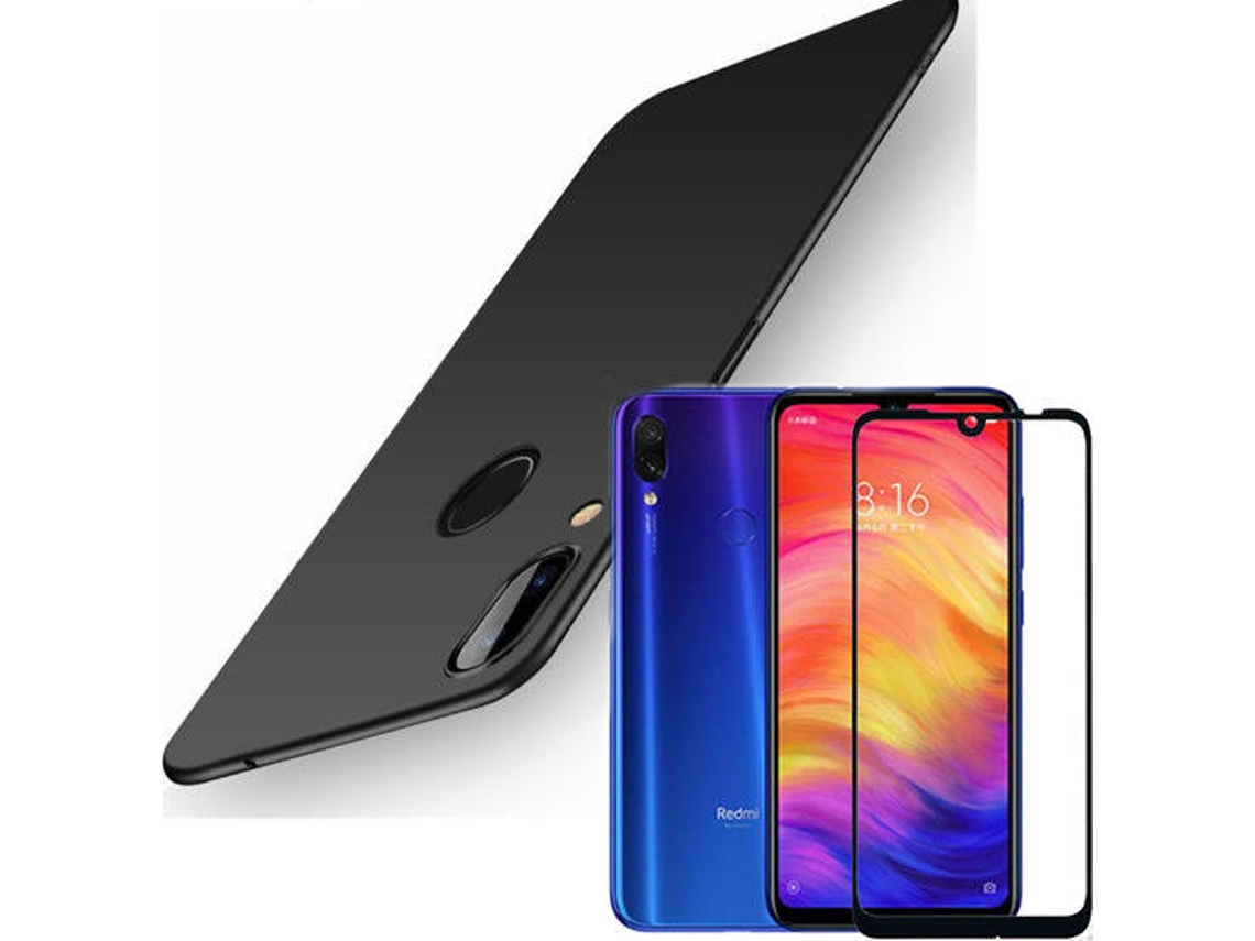 Kit Capa e Película Vidro 5D Full Cover Xiaomi Redmi 7 SlimShield Preto