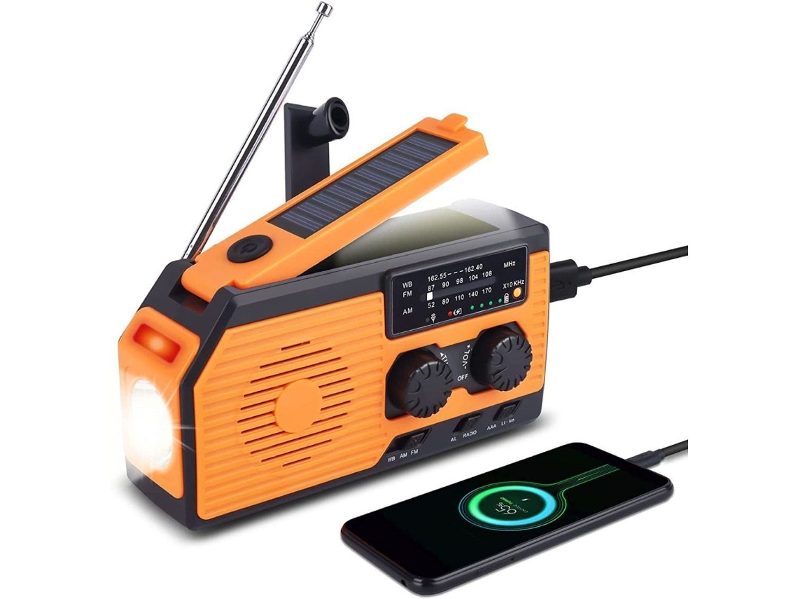 Rádio de Manivela com Bateria de Emergência, Solar Portátil de 5000mah AQUAFORGE
