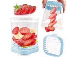 Fatiador De Frutas, Morangos, Bananas, Uvas, Ovos E Frutas Destacáveis ​​com Prato De Empurrar. Everley891