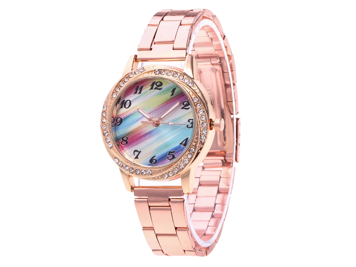 Relógio de Pulso de Casal com Pulseira de Aço e Mostrador Redondo Fashio