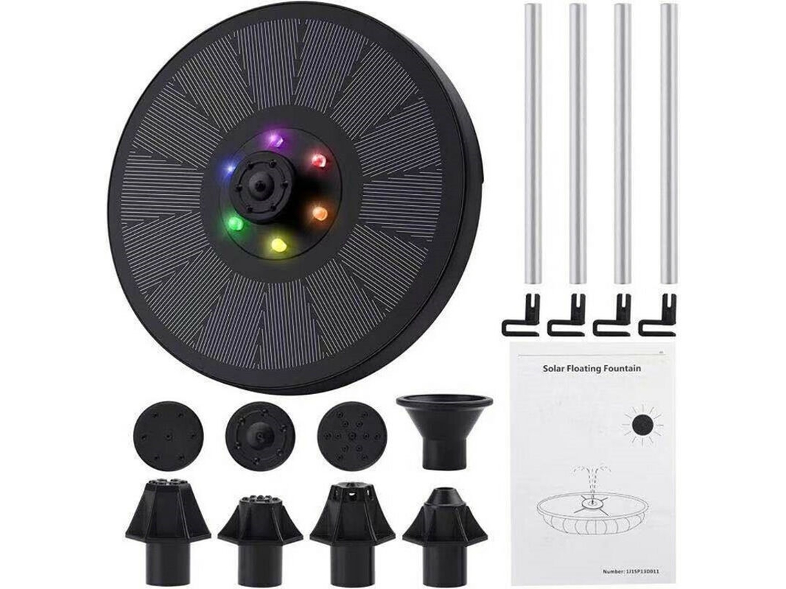 Bomba De Fonte Solar 3w Com Luz Led Para Bebedouro De Pássaros, Aquário E Jardim, Preta, Pacote Com 1 Unidade, Compatível Com Sp13d