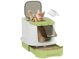 Casa de gato de plástico com caixa de areia fechada, pá, porta e dimensões 40,5x52,5x42,5cm verde | S/MARCA