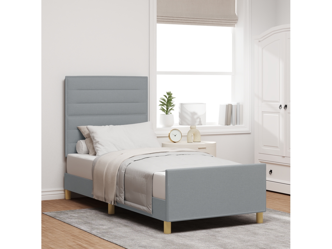 Estrutura De Cama Cinza Claro 100x200 Cm Tecido