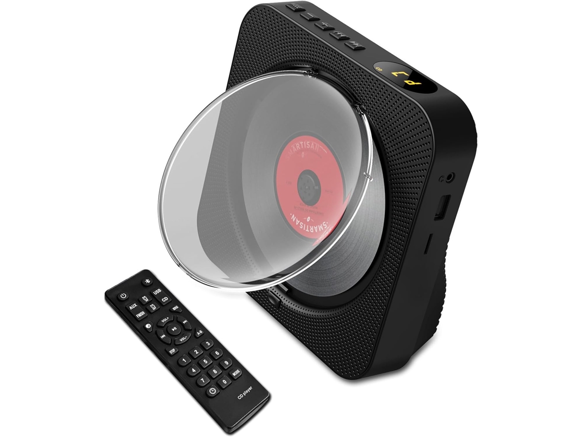 Huiop Bt5.1 Leitor Cd, De Música Portátil, Rádio Fm, De De Mesa Com Tampa Protetora Contra Poeira, Visor Led