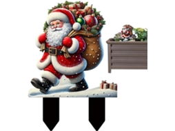 Estaca de Jardim Natalina com Papai Noel Estaca de Jardim com Papai Noel Estaca para Decoração de Jardim Natalina, CHABERLU