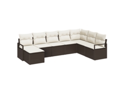 Conjunto 8 Móveis De Jardim Vidaxl Castanho Vime Pe (287 X 177 X 85 Cm)
