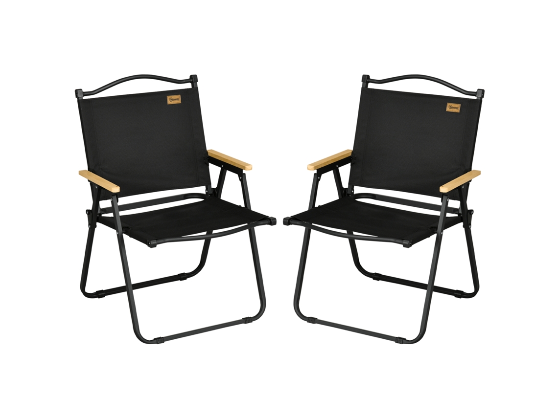 Cadeiras De Campismo Aço E Tecido Oxford Cor Preto 54x59x78 Cm Outsunny