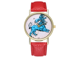 Reloj De Moda Casual Unisex De Cuarzo Con Correa De Cuero Zhoulianfa Rojo