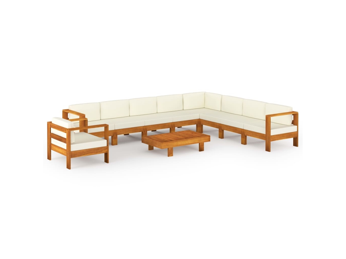 Maison Exclusive - Conjunto De 10 Peças De Lounge De Jardim Com Almofadas 100x60 Cm Madeira De Acácia