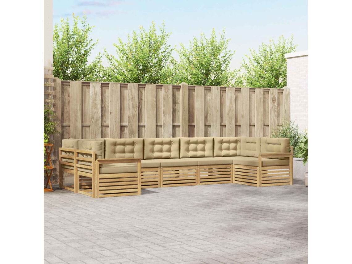 Vidaxl Conjunto De Sofás Para Exterior 7 Unid. Branco E Bege
