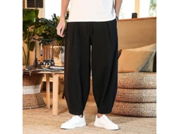 Calças largas masculinas japonesas de algodão e linho, modelo 2026, tamanhos M a 5XL.