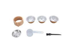 Kit de cápsulas de café reutilizáveis, recarregáveis, com colher e escova