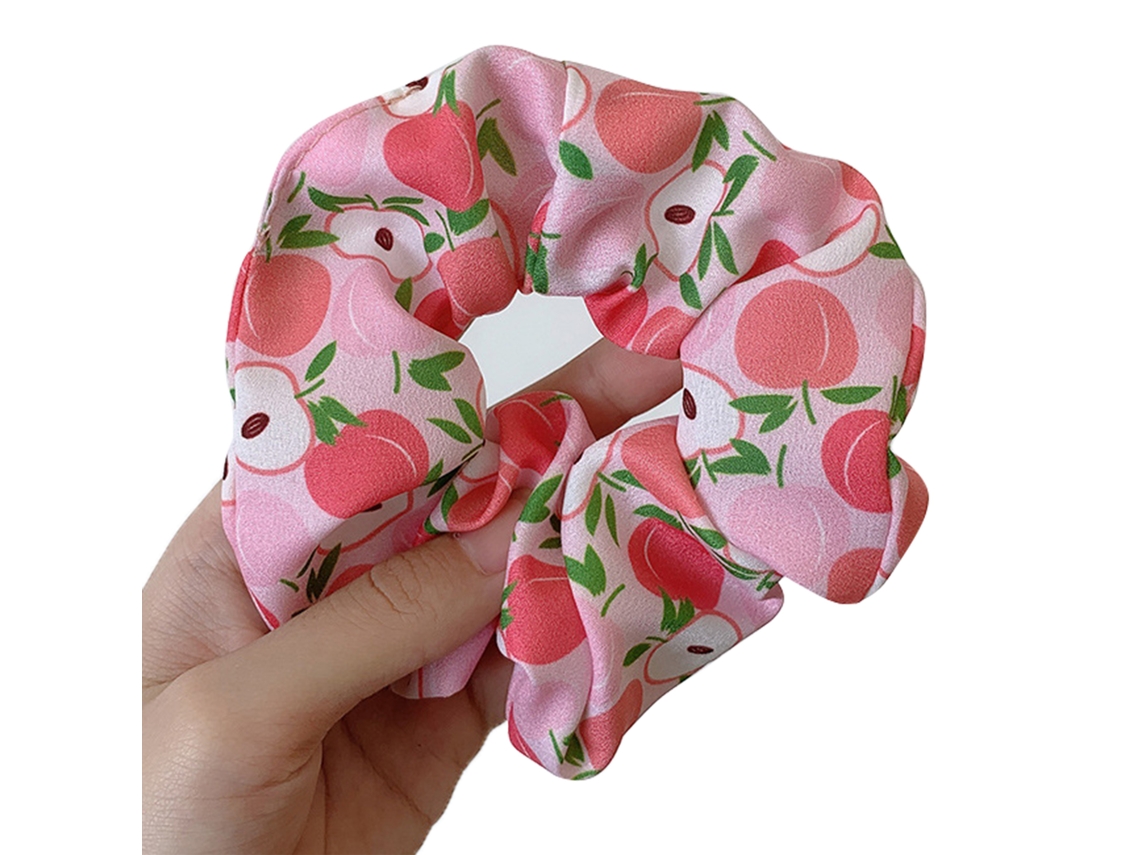 2026 gomas Elásticas para Cabelo Scrunchies Macias com Padrões de Frutas, Acessórios de Cabelo Grandes para Meninas
