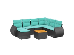 Conjunto de Sofá de Jardim, 9 Peças, Almofadas, Rattan Marrom MAISON EXCLUSIVE