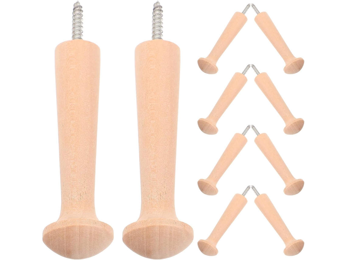Conjunto De 10 Ganchos Parede Rústicos Madeira Com Parafuso, 9, 7 Cm (3, 8 Polegadas)