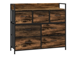Cômoda BTFORUS 7 Gavetas com Gavetas de Tecido, estrutura em Aço Preto, 98x29x85cm