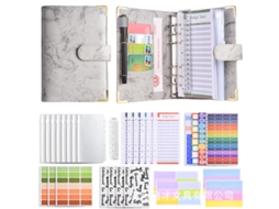 A6 Pu Leather Marble Pattern Refillable Cash Budget Planner Notebook With Premium Gift Set Gray