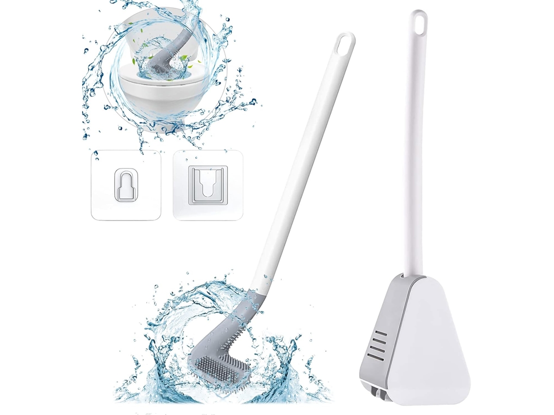 Escova multifuncional de silicone, com suporte, antiderrapante