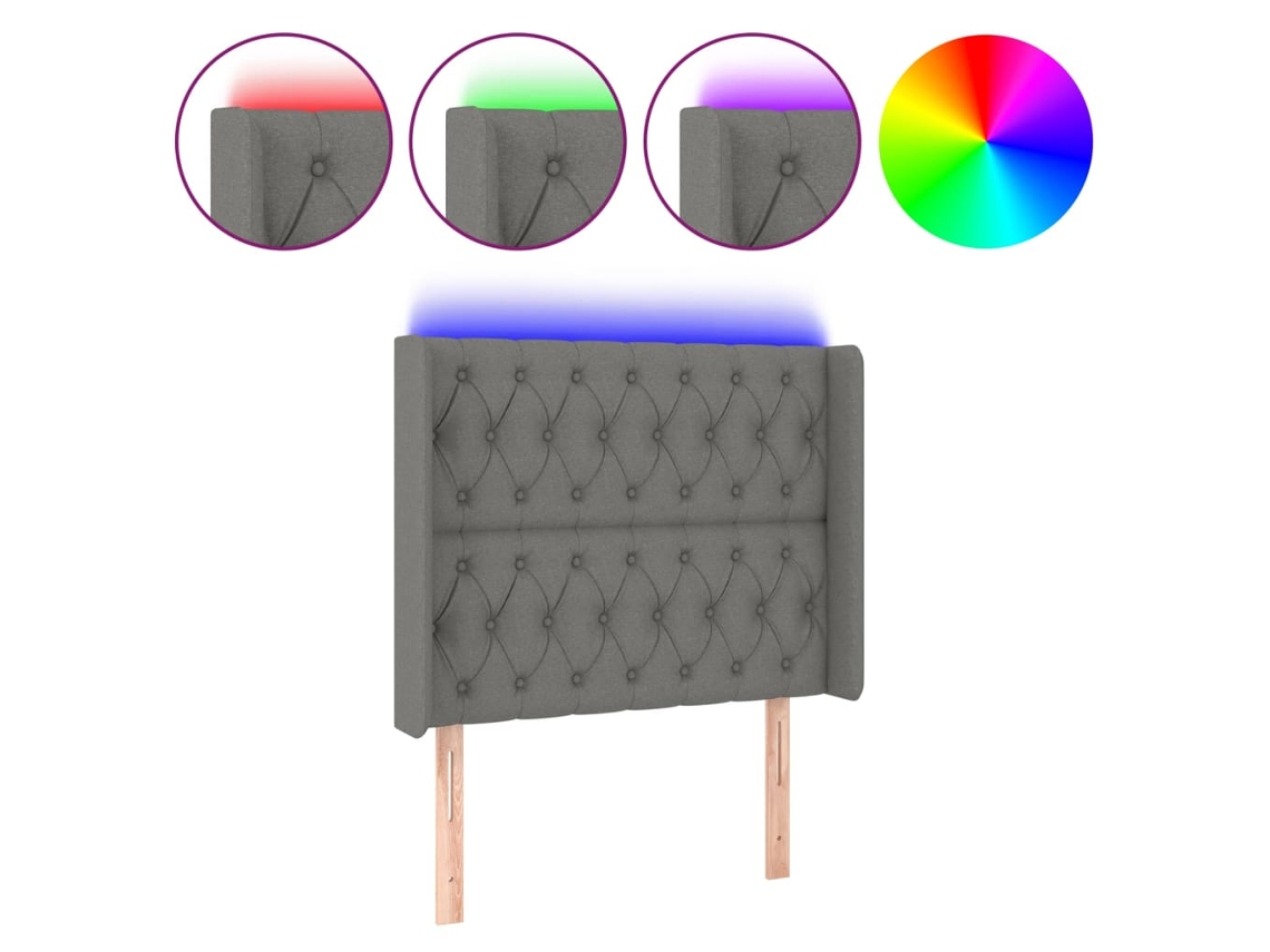 Cabeceira de Cama com Led Tecido Cinza Escuro MAISON EXCLUSIVE (93x16x118 cm)