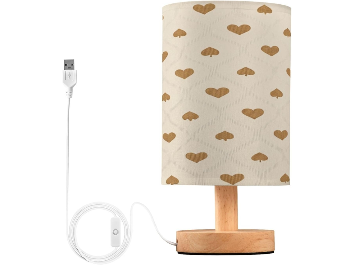 Abajur De Cabeceira Em Formato Coração Para Quarto, Com Portas De Carregamento Usb C, Luminária De Mesa Cabeceira