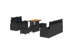 Maison Exclusive - Conjunto De Sofá De Jardim Com Almofada 8 Pcs Preto