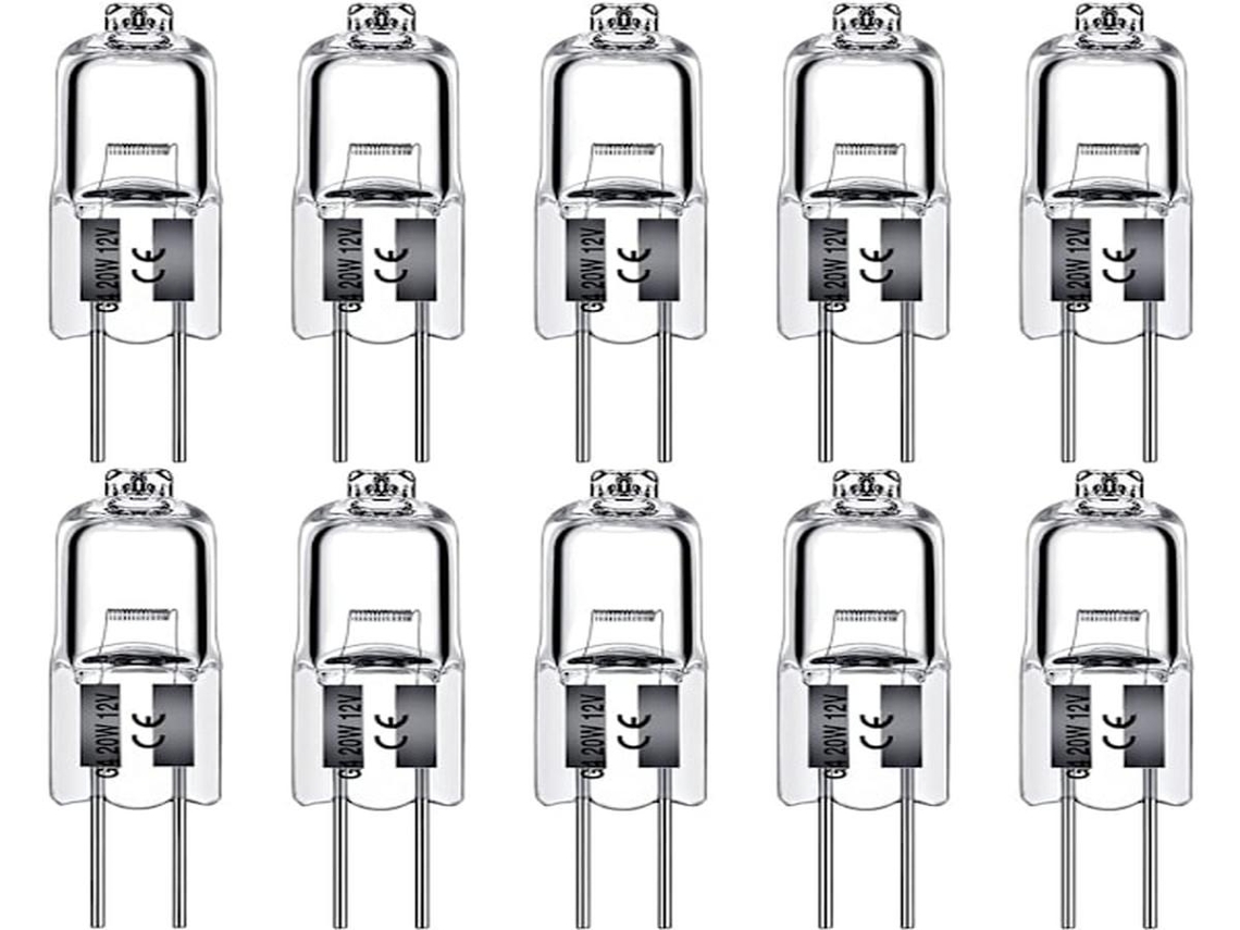 Lurelia Pack De 20 Lâmpadas Halógenas G4 10w 12v 150lm, Branco Quente, Regulável, Sem Cintilação, Quarto