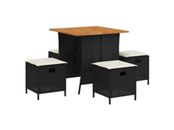 Maison Exclusive - 5 Pcs Conjunto De Jantar P/ Jardim C/ Almofadões Vime Pe Preto