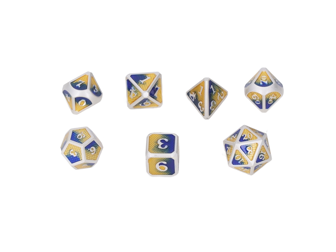 Primerox conjunto de 7 Dados Poliédricos de Metal Liga Diferentes Formas para Jogos de Mesa