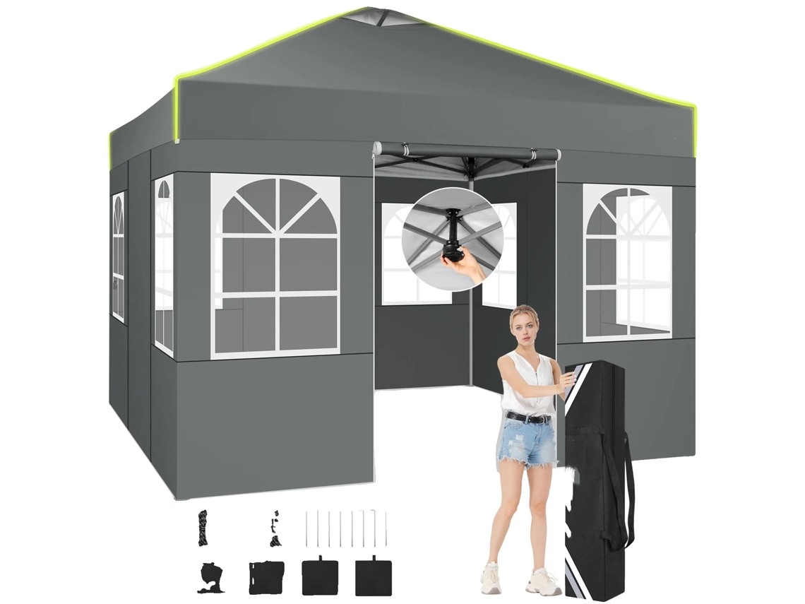 Gazebo Pop Up, Impermeável, Proteção Uv, Cinza, 3x3m Oem