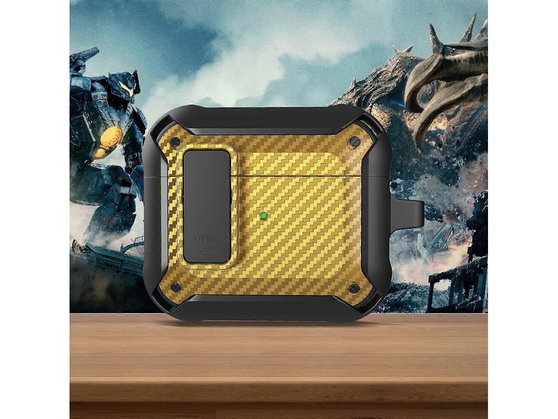 Capa protetora de fibra de carbono Bumblebee para fones de ouvido AirPods 3 com Switch. GIECY