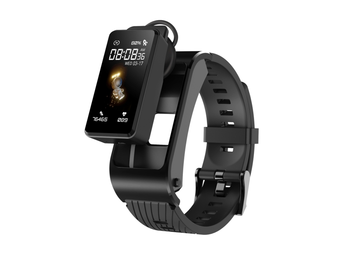 Relógio Inteligente De 1,14 Polegadas Com Pulseira De Silicone Removível Para Fone De Ouvido E Controle De Voz Mdug (preto)