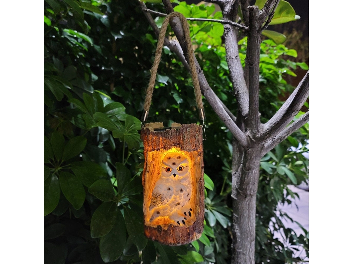 Luz Solar Outdoor Coruja no Toco Led Jardim | S/MARCA