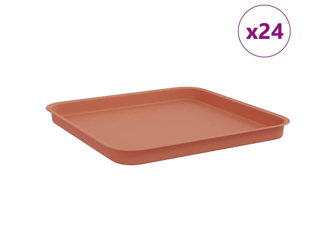 Conjunto 24 Vaso Quadrado Vidaxl Vermelho Plástico (32 X 32 X 2,5 Cm)