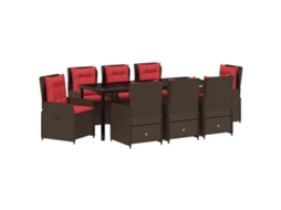 Conjunto 9 Conjunto De Jantar Para Jardim Vidaxl Castanho Aço Revestido A Pó (200 X 80 X 73 Cm)