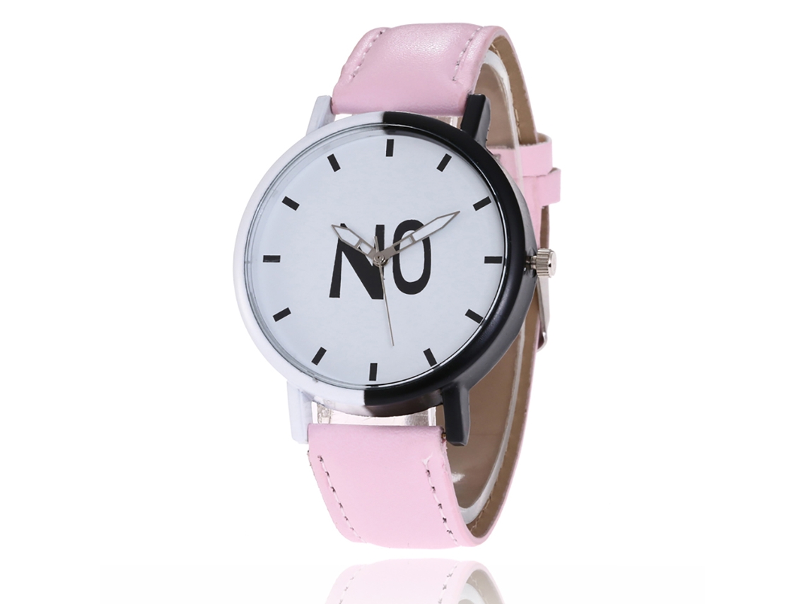 Reloj De Cuarzo Con Correa De Cuero Pu Fashion Dial Redondo Para Parejas(rosado)