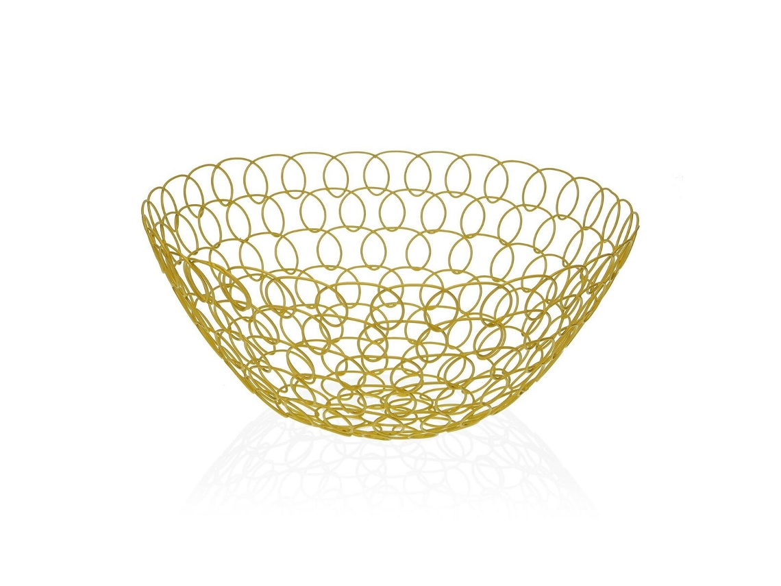 Fruteira Versa Eris Mostarda Metal Aço (28 X 12 X 28 Cm)
