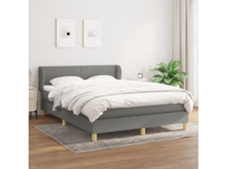 Vidaxl Cama Com Molas/colchão 140x200 Cm Tecido Cinzento-escuro